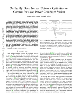 On the fly Deep Neural Network Optimization Control for Low-Power
  Computer Vision