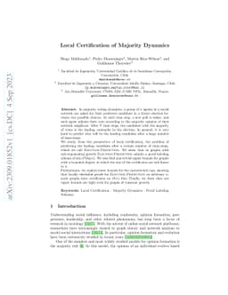 Local Certification of Majority Dynamics