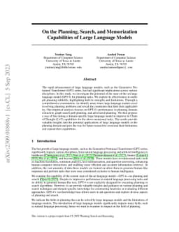 On the Planning, Search, and Memorization Capabilities of Large Language
  Models