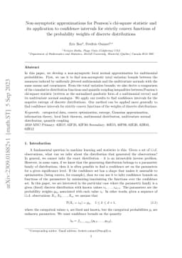 Non-asymptotic approximations for Pearson's chi-square statistic and its
  application to confidence intervals for strictly convex functions of the
  probability weights of discrete distributions