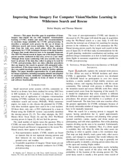 Improving Drone Imagery For Computer Vision/Machine Learning in
  Wilderness Search and Rescue