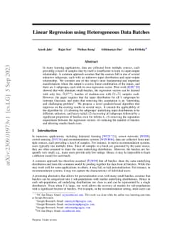 Linear Regression using Heterogeneous Data Batches