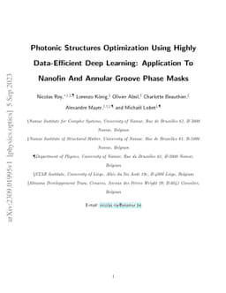Photonic Structures Optimization Using Highly Data-Efficient Deep
  Learning: Application To Nanofin And Annular Groove Phase Masks