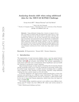Analyzing domain shift when using additional data for the MICCAI KiTS23
  Challenge