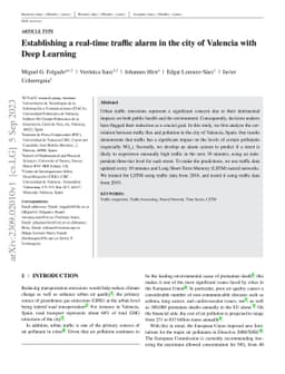 Establishing a real-time traffic alarm in the city of Valencia with Deep
  Learning