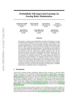 Probabilistic Self-supervised Learning via Scoring Rules Minimization