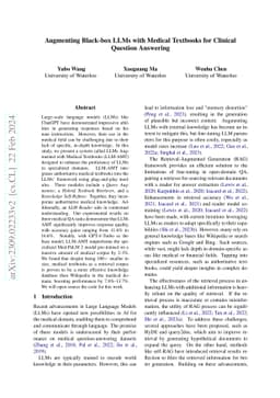 Augmenting Black-box LLMs with Medical Textbooks for Biomedical Question Answering