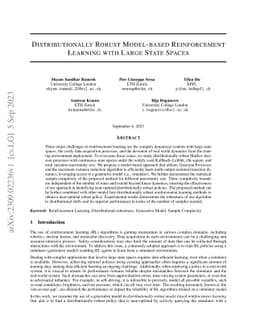 Distributionally Robust Model-based Reinforcement Learning with Large
  State Spaces