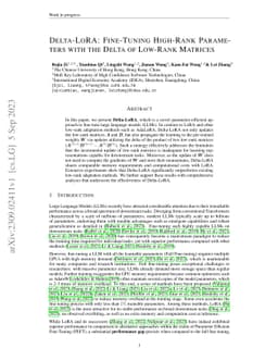 Delta-LoRA: Fine-Tuning High-Rank Parameters with the Delta of Low-Rank
  Matrices
