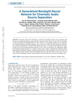 A Generalized Bandsplit Neural Network for Cinematic Audio Source
  Separation