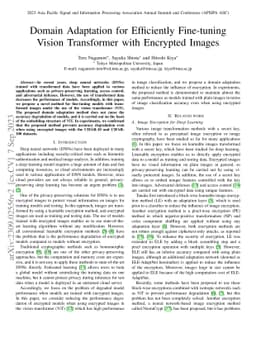 Domain Adaptation for Efficiently Fine-tuning Vision Transformer with
  Encrypted Images
