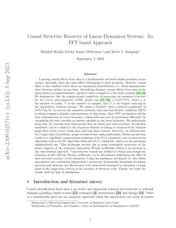 Causal Structure Recovery of Linear Dynamical Systems: An FFT based
  Approach