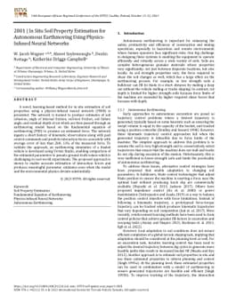 In Situ Soil Property Estimation for Autonomous Earthmoving Using
  Physics-Infused Neural Networks