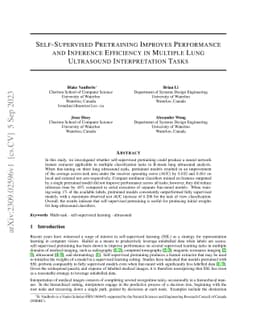 Self-Supervised Pretraining Improves Performance and Inference
  Efficiency in Multiple Lung Ultrasound Interpretation Tasks