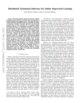 Distributed Variational Inference for Online Supervised Learning