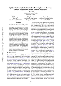 Epi-Curriculum: Episodic Curriculum Learning for Low-Resource Domain
  Adaptation in Neural Machine Translation