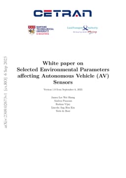 White paper on Selected Environmental Parameters affecting Autonomous
  Vehicle (AV) Sensors