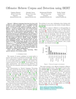 Offensive Hebrew Corpus and Detection using BERT