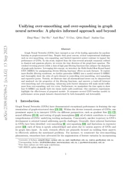 Unifying over-smoothing and over-squashing in graph neural networks: A
  physics informed approach and beyond