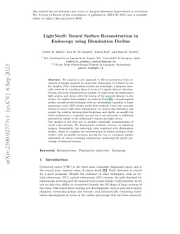 LightNeuS: Neural Surface Reconstruction in Endoscopy using Illumination
  Decline