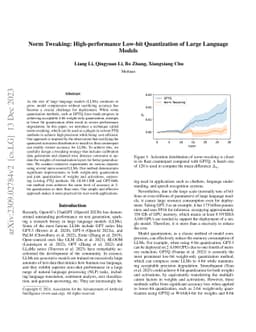 Norm Tweaking: High-performance Low-bit Quantization of Large Language
  Models