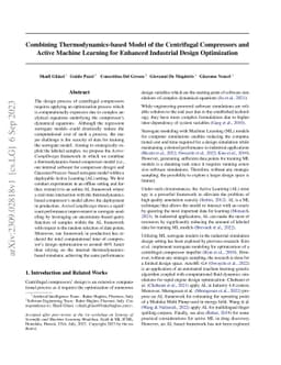 Combining Thermodynamics-based Model of the Centrifugal Compressors and
  Active Machine Learning for Enhanced Industrial Design Optimization