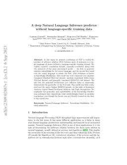 A deep Natural Language Inference predictor without language-specific
  training data