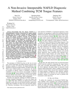 A Non-Invasive Interpretable NAFLD Diagnostic Method Combining TCM
  Tongue Features