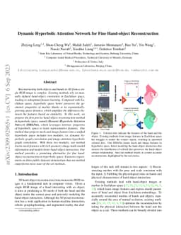 Dynamic Hyperbolic Attention Network for Fine Hand-object Reconstruction