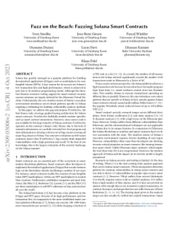 Fuzz on the Beach: Fuzzing Solana Smart Contracts