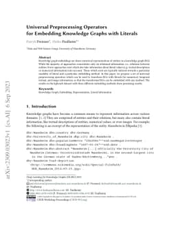 Universal Preprocessing Operators for Embedding Knowledge Graphs with
  Literals