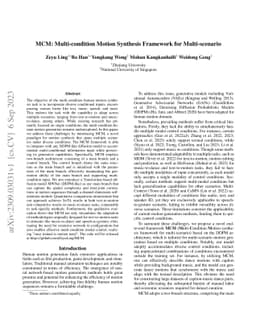 MCM: Multi-condition Motion Synthesis Framework for Multi-scenario