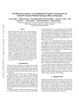 Unreflected Acceptance -- Investigating the Negative Consequences of
  ChatGPT-Assisted Problem Solving in Physics Education