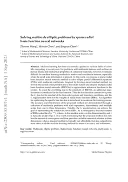 Solving multiscale elliptic problems by sparse radial basis function
  neural networks