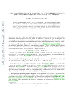 Euler Characteristics and Homotopy Types of Definable Sublevel Sets,
  with Applications to Topological Data Analysis