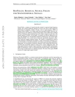 ResFields: Residual Neural Fields for Spatiotemporal Signals