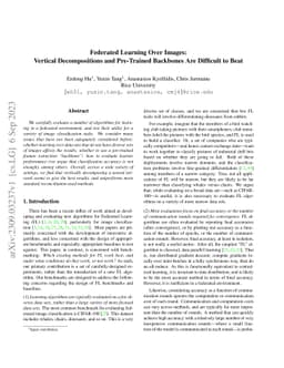 Federated Learning Over Images: Vertical Decompositions and Pre-Trained
  Backbones Are Difficult to Beat