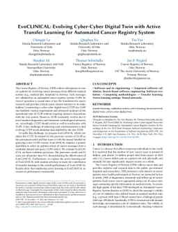 EvoCLINICAL: Evolving Cyber-Cyber Digital Twin with Active Transfer
  Learning for Automated Cancer Registry System