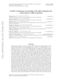 CoNeS: Conditional neural fields with shift modulation for
  multi-sequence MRI translation