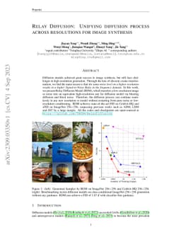 Relay Diffusion: Unifying diffusion process across resolutions for image
  synthesis