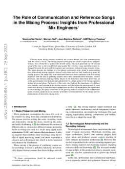 The Role of Communication and Reference Songs in the Mixing Process:
  Insights from Professional Mix Engineers