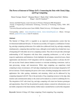 The Power of Internet of Things (IoT): Connecting the Dots with Cloud,
  Edge, and Fog Computing