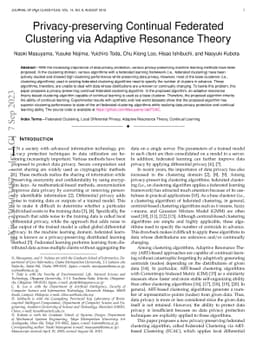 Privacy-preserving Continual Federated Clustering via Adaptive Resonance
  Theory