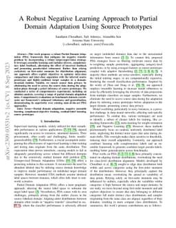 A Robust Negative Learning Approach to Partial Domain Adaptation Using
  Source Prototypes