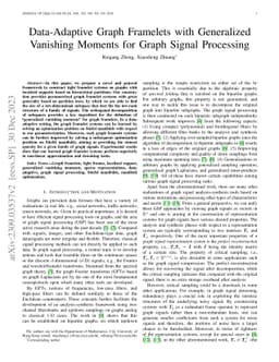 Data-Adaptive Graph Framelets with Generalized Vanishing Moments for
  Graph Signal Processing