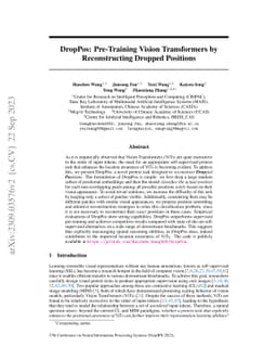 DropPos: Pre-Training Vision Transformers by Reconstructing Dropped
  Positions