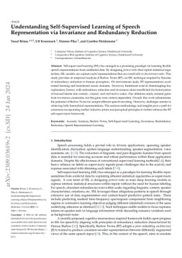Understanding Self-Supervised Learning of Speech Representation via
  Invariance and Redundancy Reduction