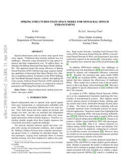 Spiking Structured State Space Model for Monaural Speech Enhancement
