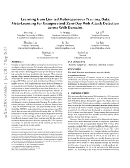 Learning from Limited Heterogeneous Training Data: Meta-Learning for
  Unsupervised Zero-Day Web Attack Detection across Web Domains