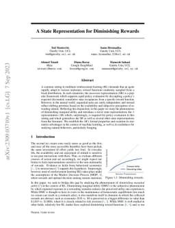 A State Representation for Diminishing Rewards